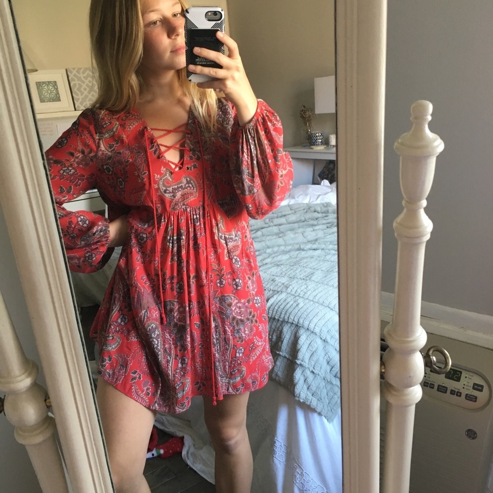 XS Free People Front lace up dress/tunic